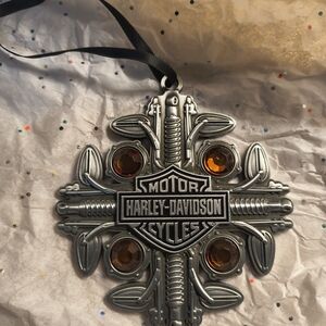 Harley-Davidson 2020 Silver Ornament with Amber Gems
